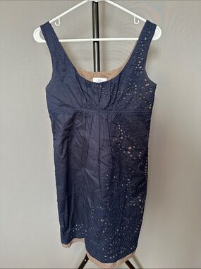 LOFT Navy Eyelet Sleeveless Dress